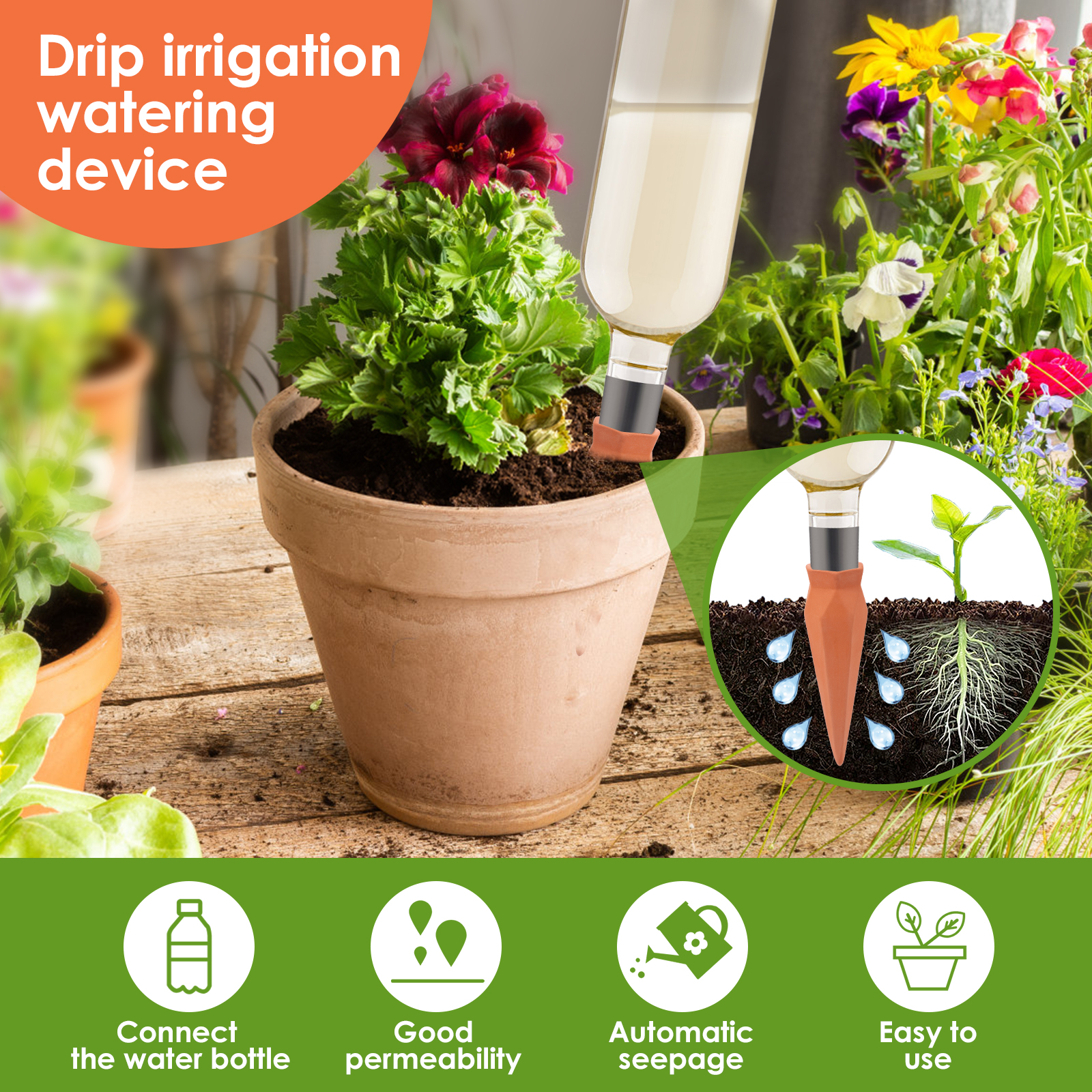 8Pcs Self Watering Stakes Red  - Self Watering Insert บทวิจารณ์และราคา