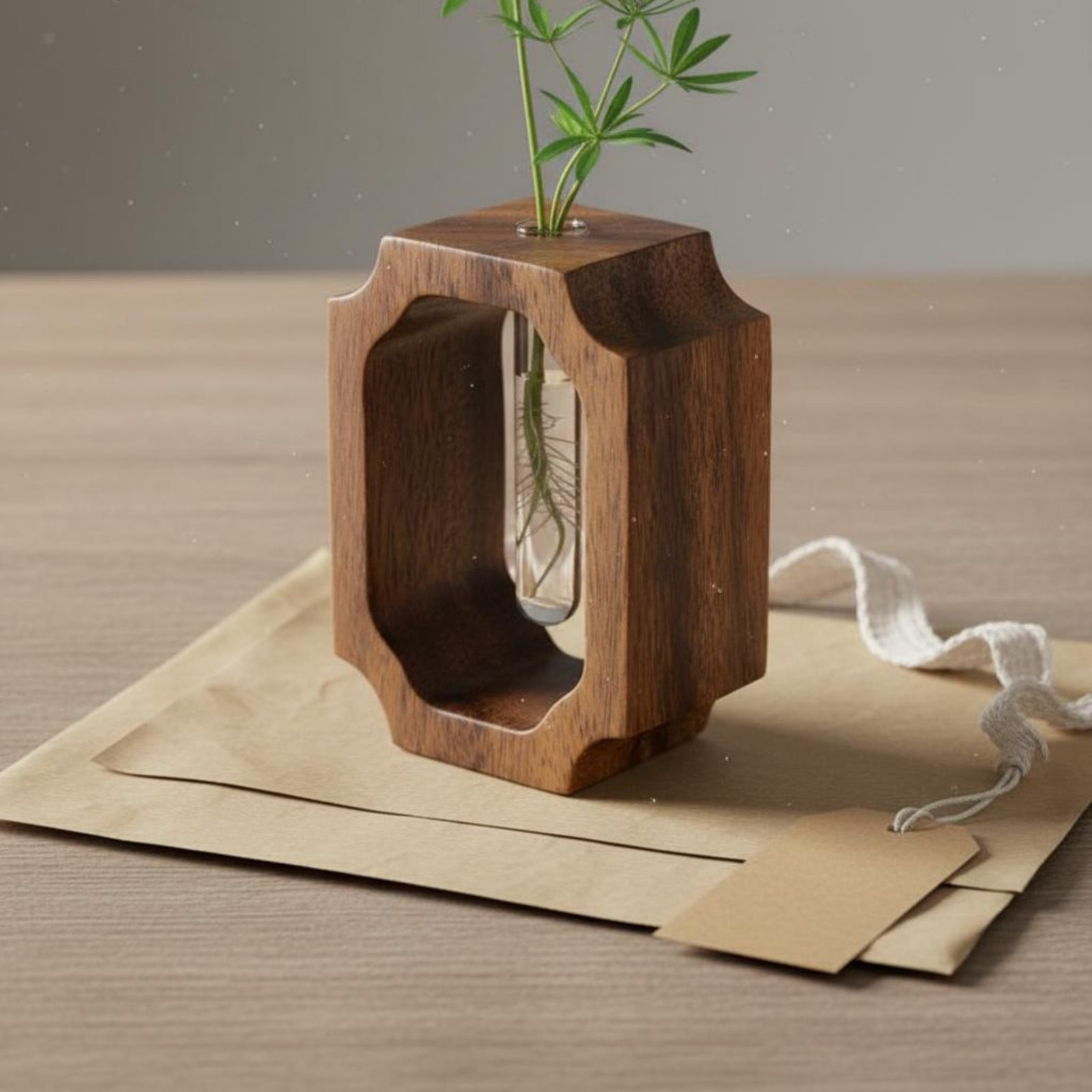 Walnut Wood Vase Easy to Clean - Propagation Station Vase บทวิจารณ์และราคา