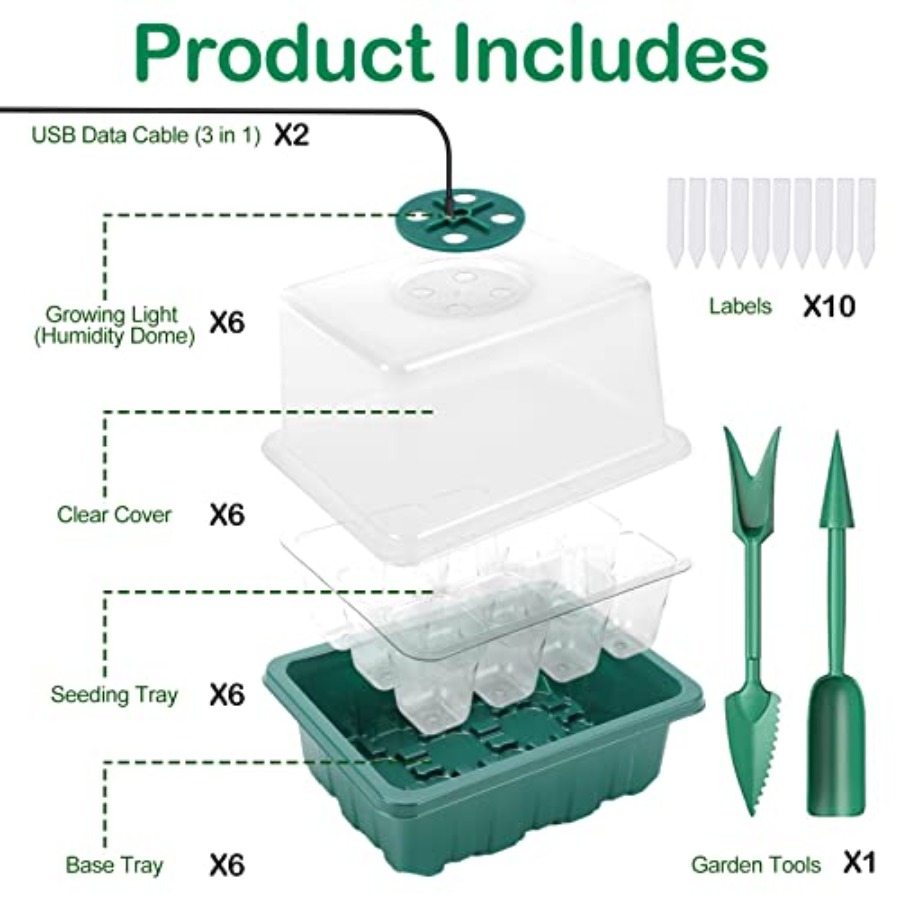 Seed Starter Tray with Light,  - Humidity Dome Kit บทวิจารณ์และราคา