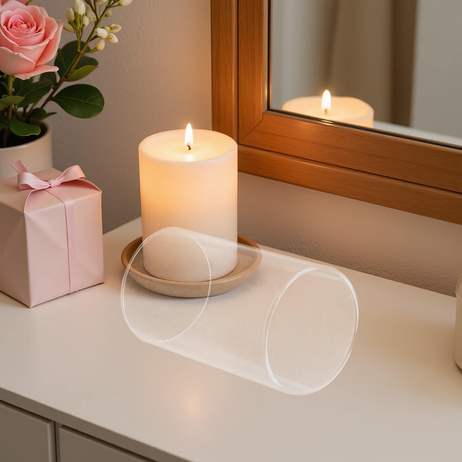 Clear Glass Cylinder Cover Tra - Plastic Dome Clear บทวิจารณ์และราคา